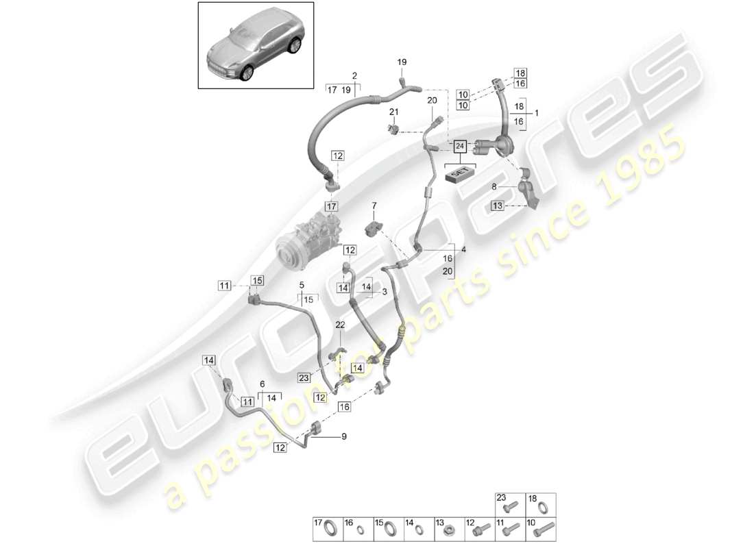 porsche 2025 (macan) refrigerant circuit r1234yf coolant part diagram