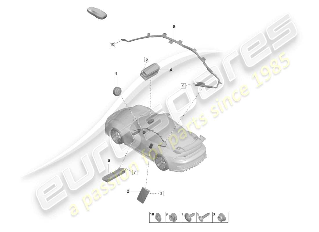 porsche 2025 (992-1 gt3/rs/st) airbag parts diagram