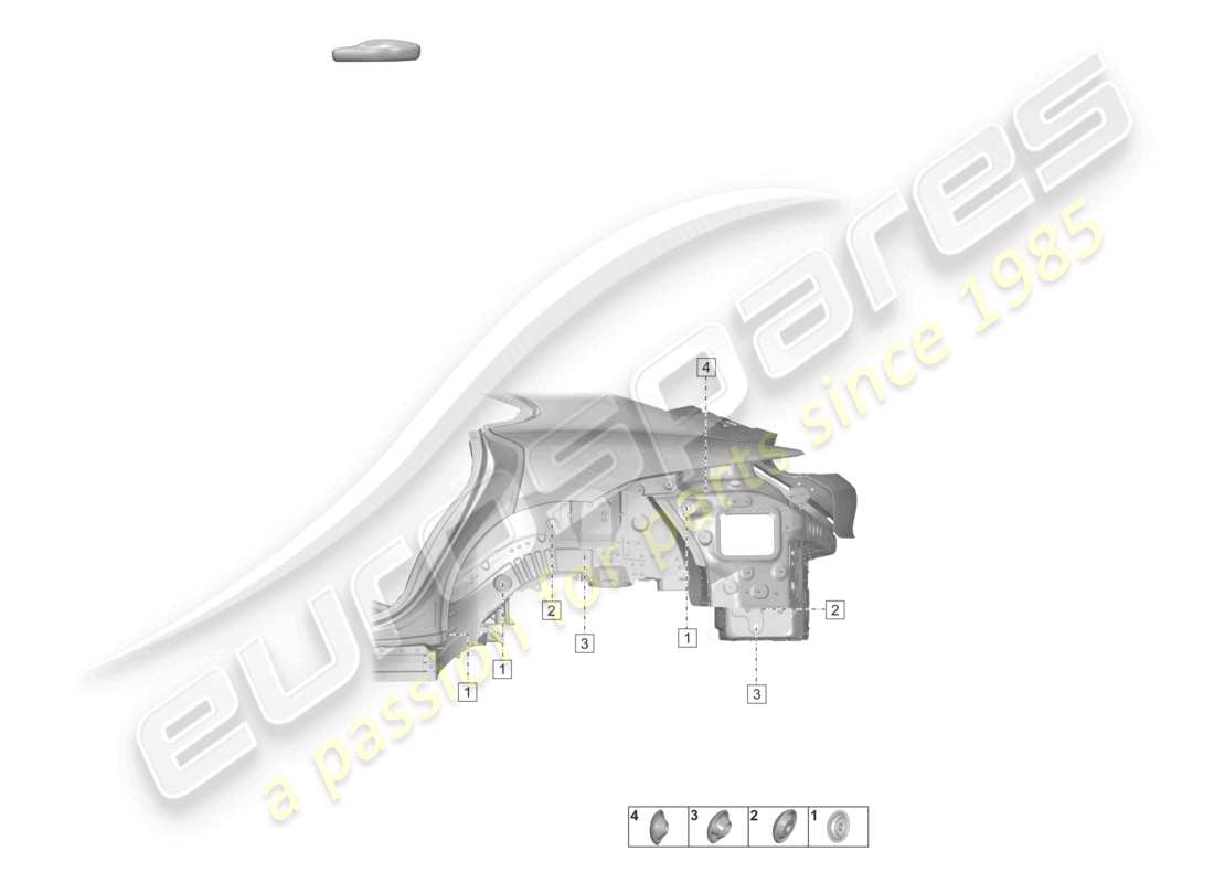 porsche 2023 (taycan 9j1-1) wheel housing left a. right rear end parts diagram