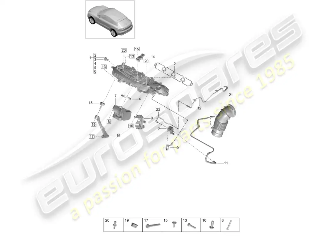 porsche 2020 (macan) intake air distributor parts diagram