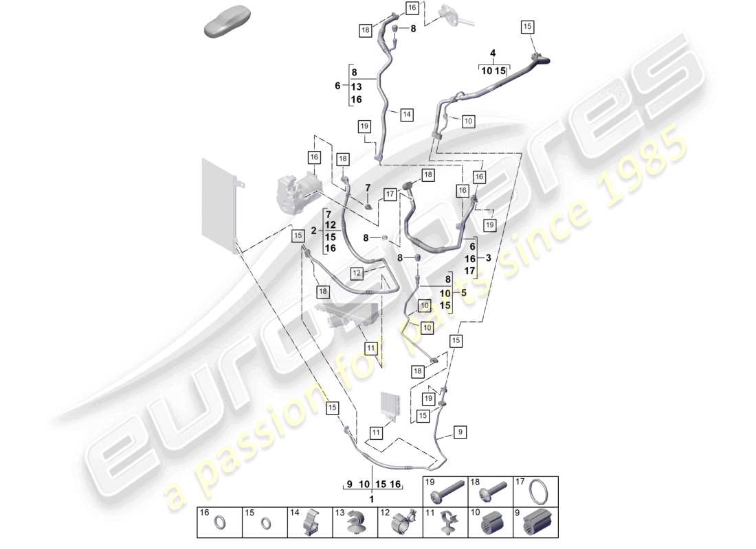 porsche 2026 (cayenne e3 pa) refrigerant circuit for vehicles with hybrid drive part diagram