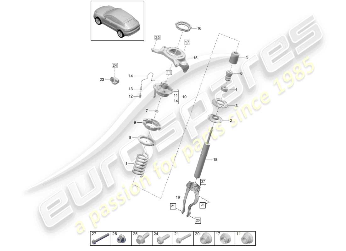 porsche 2024 (macan) steel spring suspension part diagram