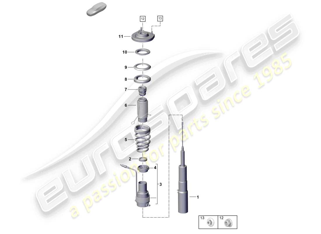 porsche 2024 (992-2) suspension shock absorbers for vehicles with adaptive suspension part diagram