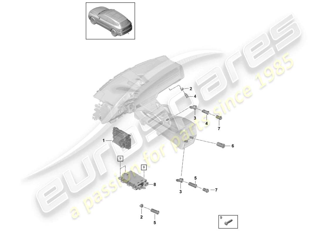 porsche 2022 (cayenne e3 9ya/9yb) voltage converter socket charging socket part diagram