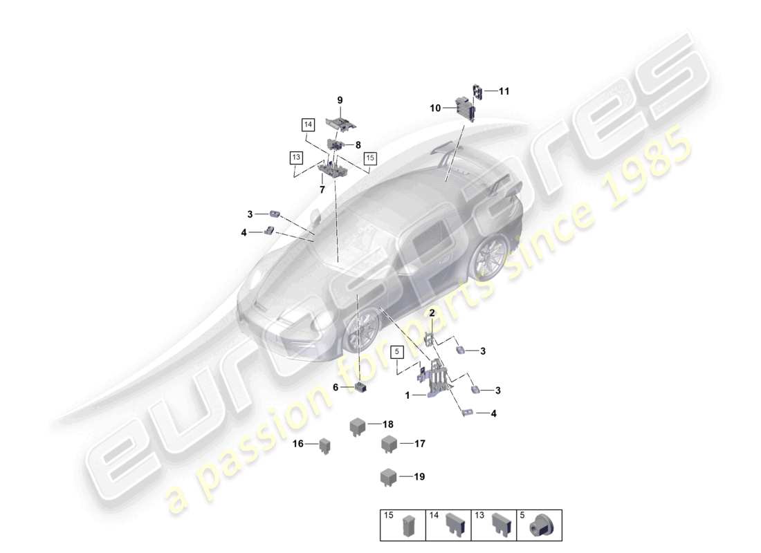 porsche 2026 (992-2 gt3) central electrics dashboard parts diagram
