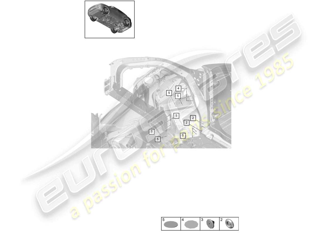 porsche 2025 (cayenne e3 pa) bungs front end part diagram