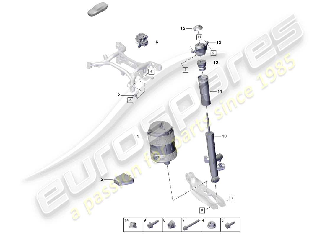 porsche 2025 (cayenne e3 pa) air suspension air spring shock absorbers level sensor part diagram