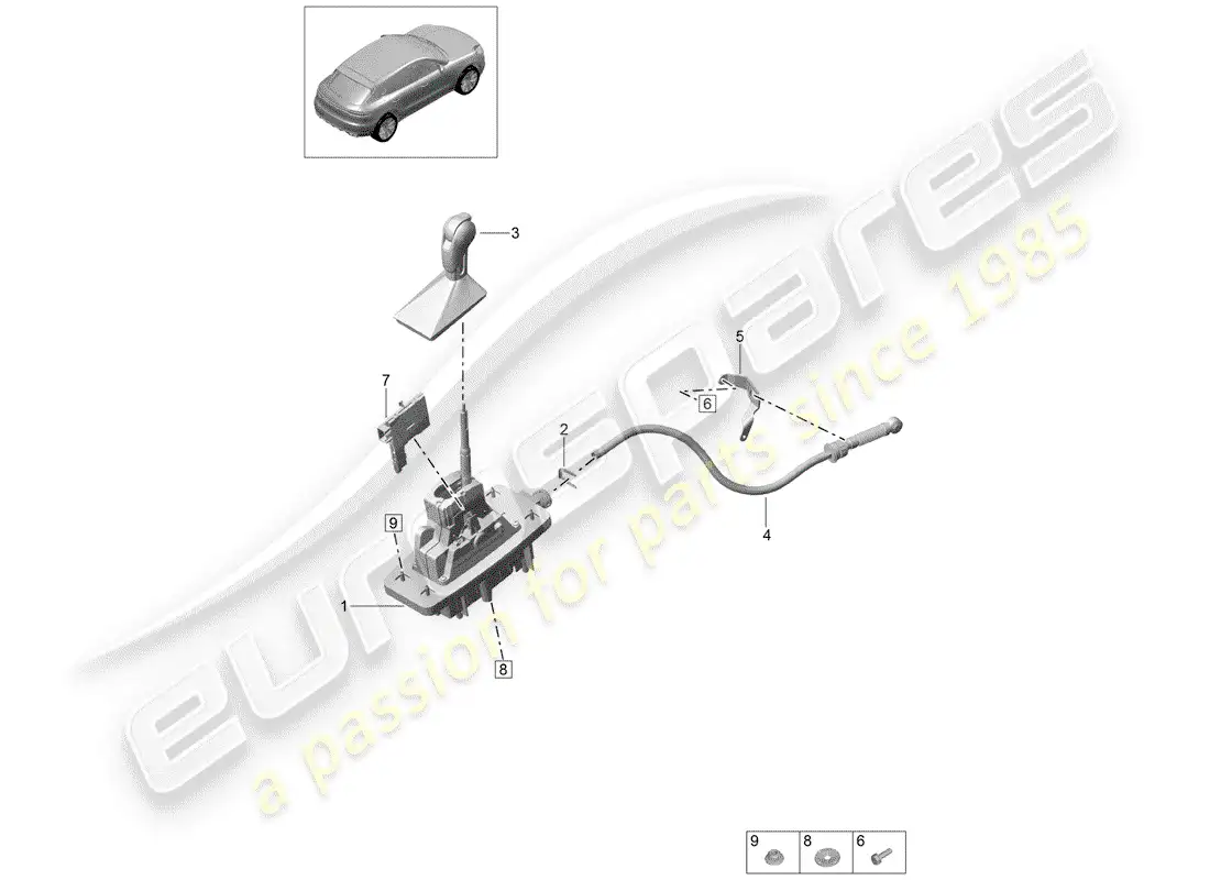 porsche 2020 (macan) selector lever - pdk - d >>- mj 2021 parts diagram