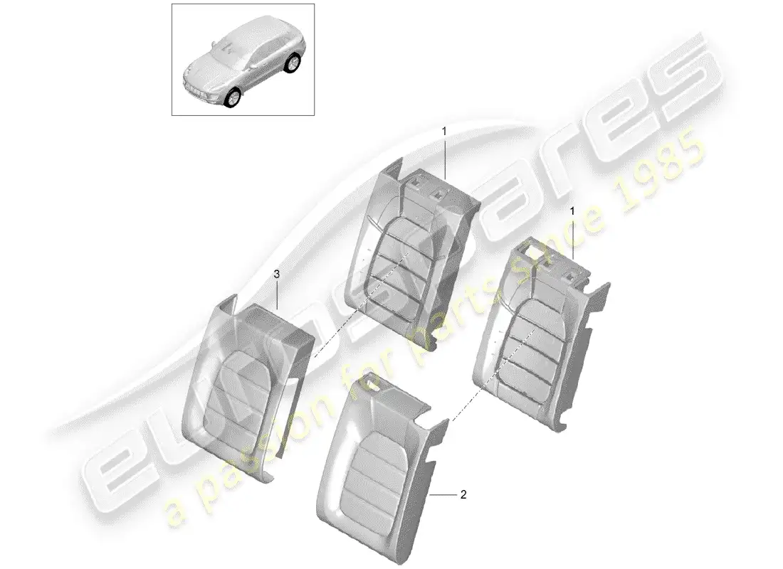 porsche 2014 (macan) foam part back seat backrest backrest cover parts diagram