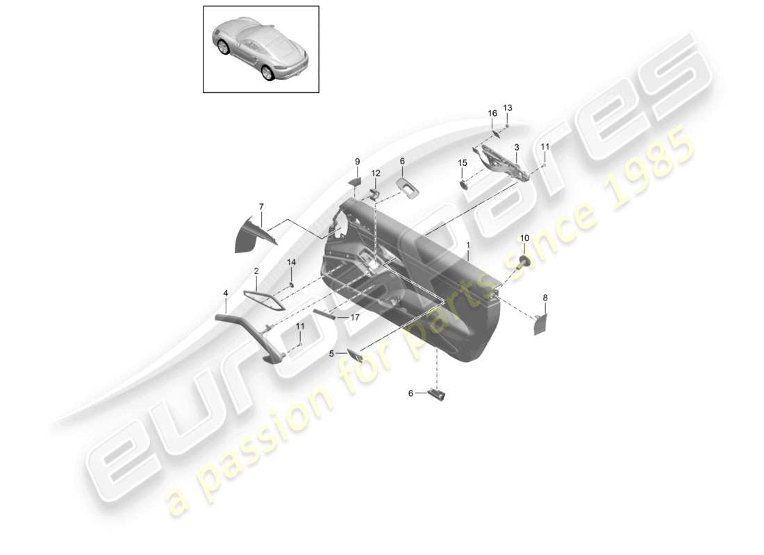 porsche 2026 (718 cayman) door panel accessories trim leather black parts diagram
