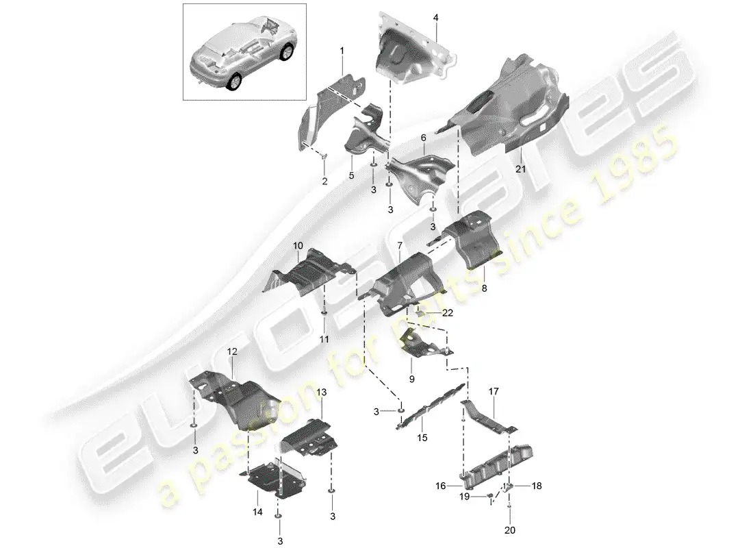 porsche 2014 (macan) trim heat insulation underbody parts diagram