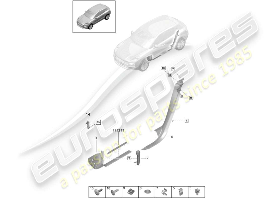 porsche 2024 (macan) sill trim strip lower sill inner accessories part diagram