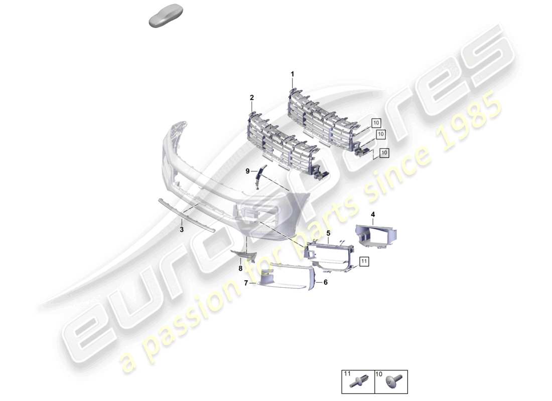 porsche 2026 (cayenne e3 pa) bumper turbo individual parts air guide grille (carbon version) part diagram