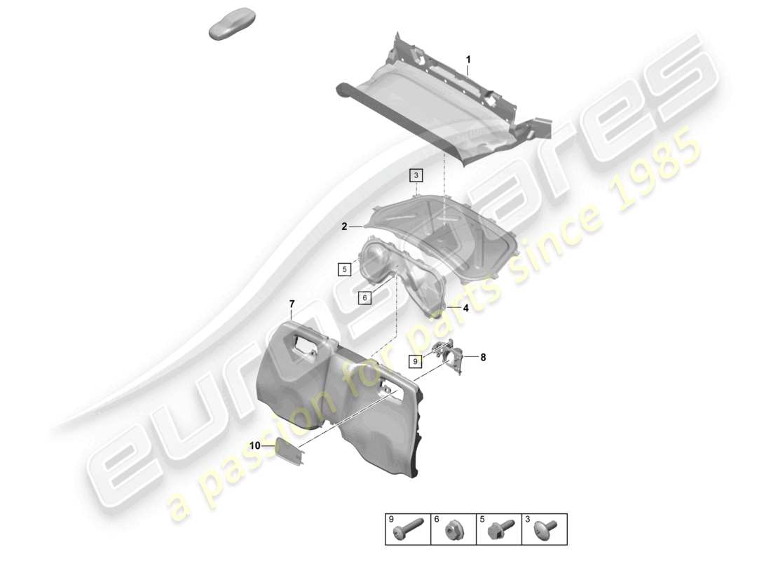 porsche 2021 (718 boxster spyder) trims engine bay parts diagram