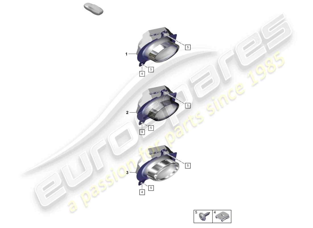 porsche 2020 (992-1 turbo / s) exhaust tail pipe for sports exhaust system parts diagram