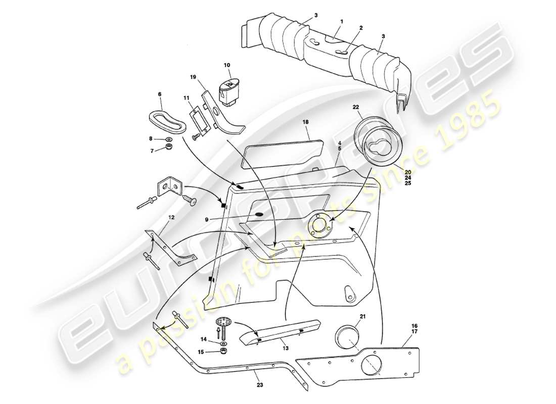 aston martin v8 volante (1997) rear trim parts diagram
