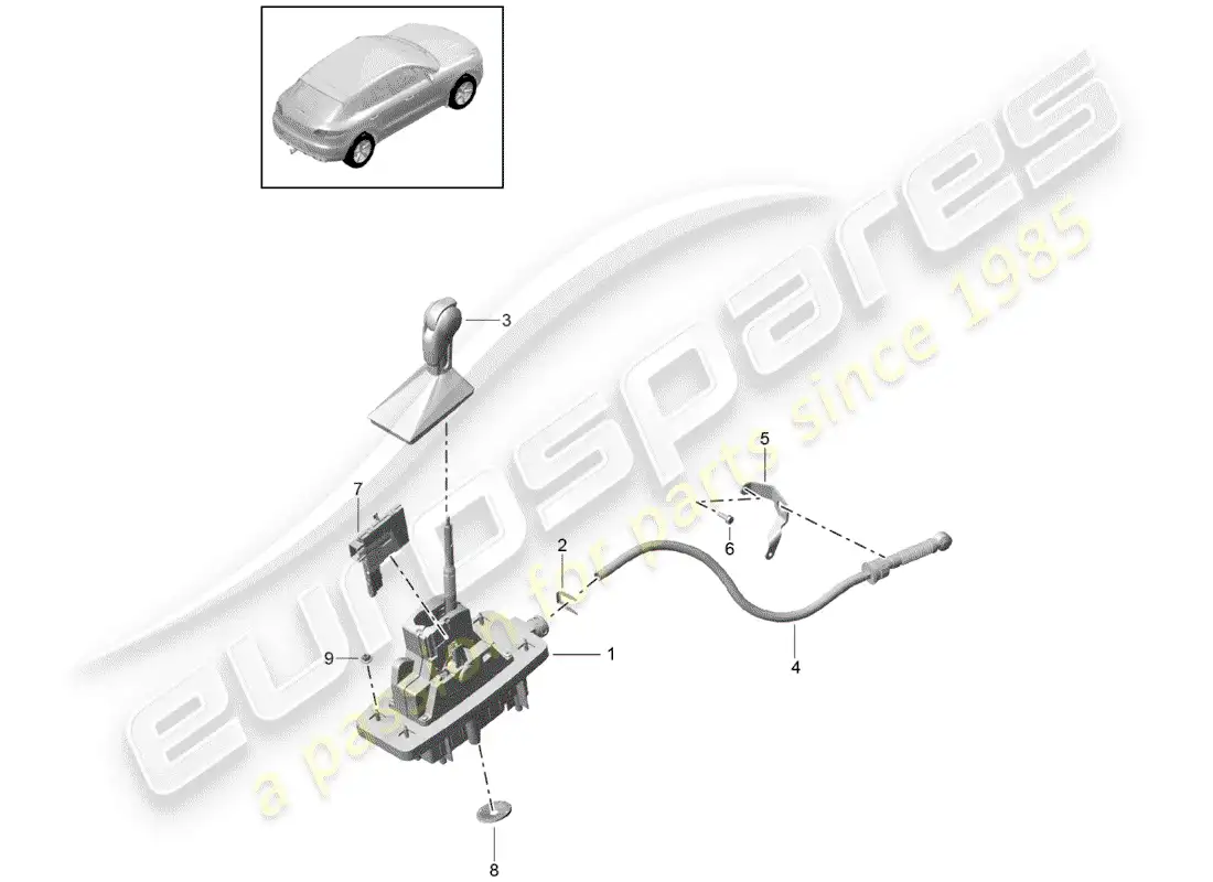 porsche 2014 (macan) selector lever pdk parts diagram
