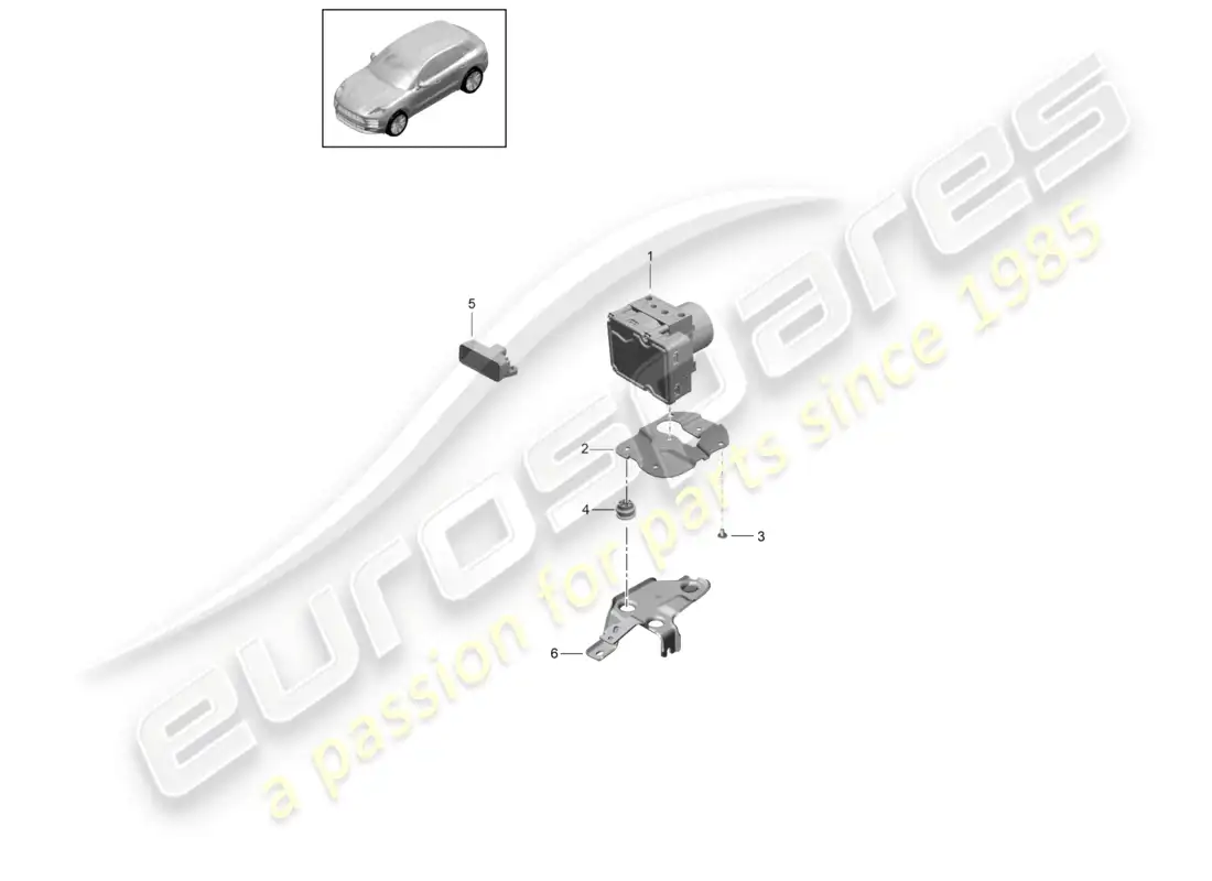 porsche 2020 (macan) hydraulic unit anti-locking brake syst. -abs- parts diagram
