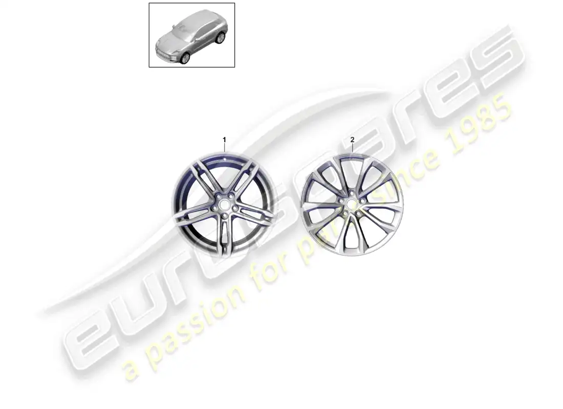 porsche 2020 (macan) alloy wheel 19 for winter tires parts diagram