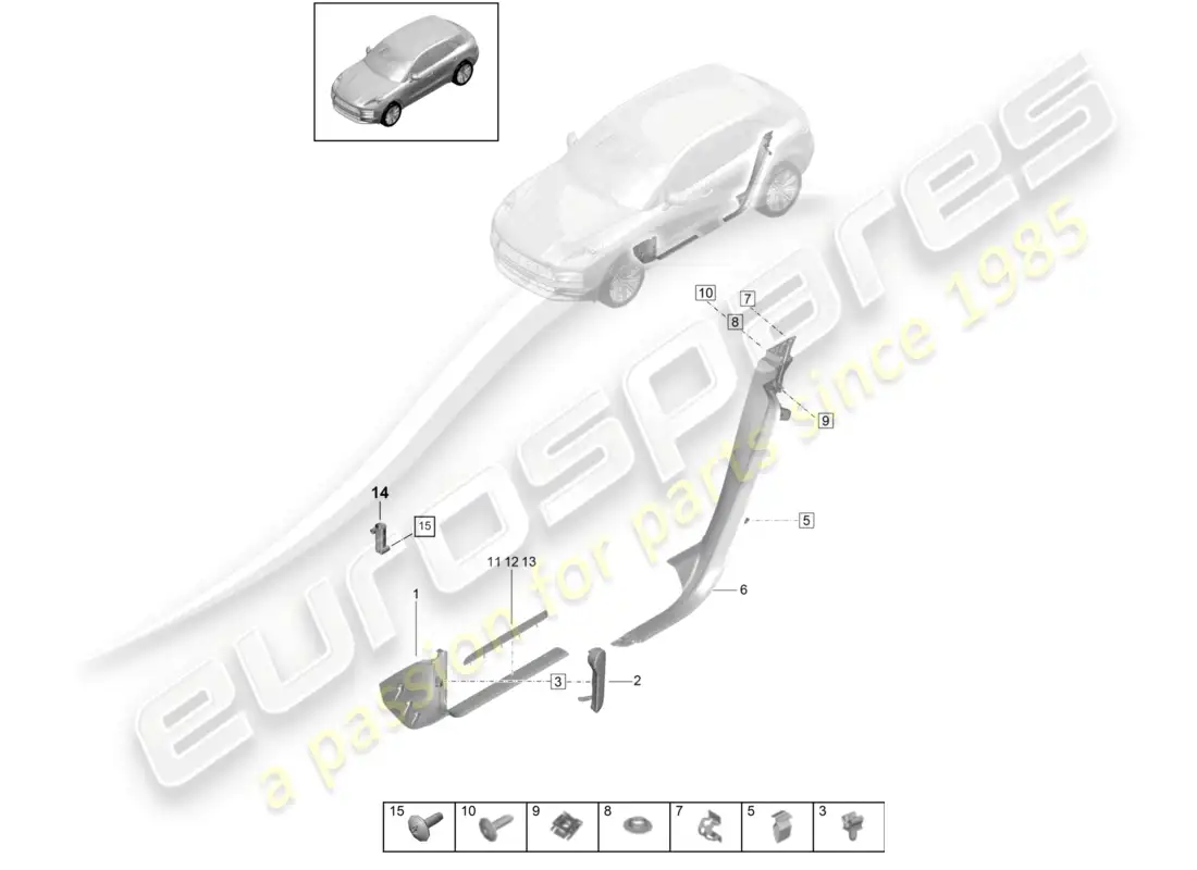 porsche 2020 (macan) sill trim strip lower sill inner accessories parts diagram