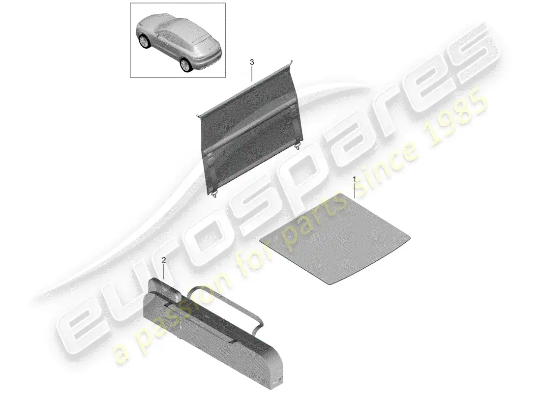 porsche 2020 (macan) luggage compartment mat net partition ski bag parts diagram