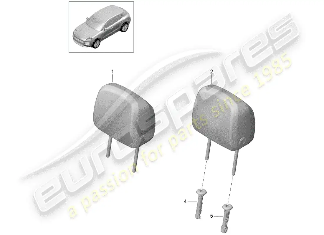 porsche 2020 (macan) head restraint accessories parts diagram