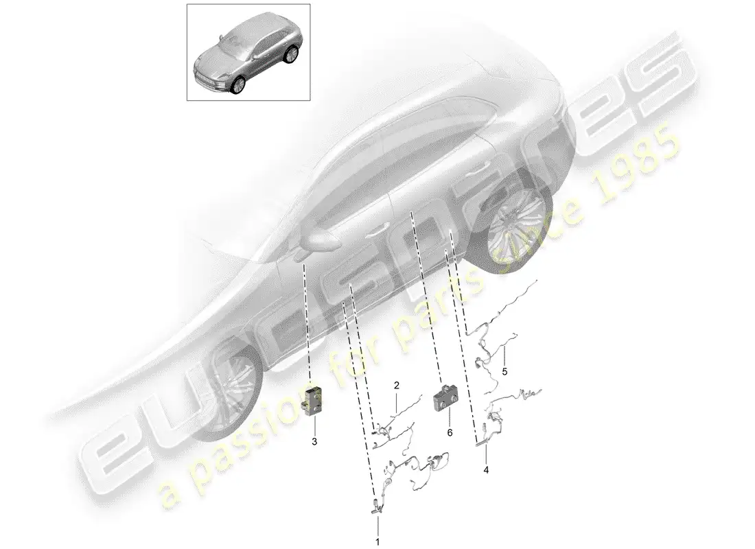 porsche 2020 (macan) wire set control units doors for vehicles with high end loudspeaker system parts diagram