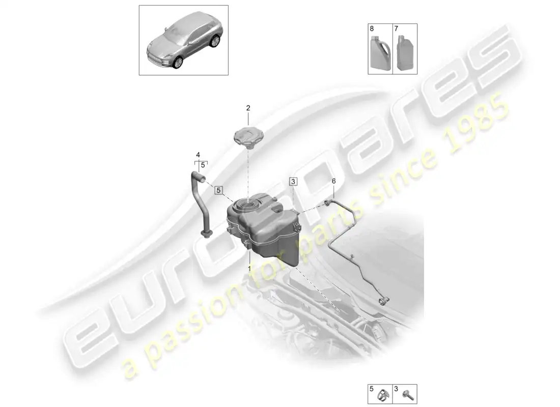 porsche 2020 (macan) coolant expansion tank coolant additive parts diagram