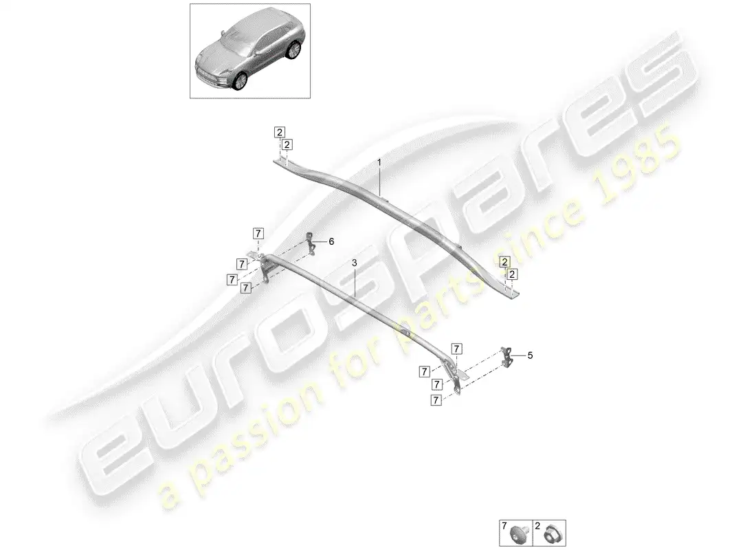 porsche 2020 (macan) dome strut front end parts diagram
