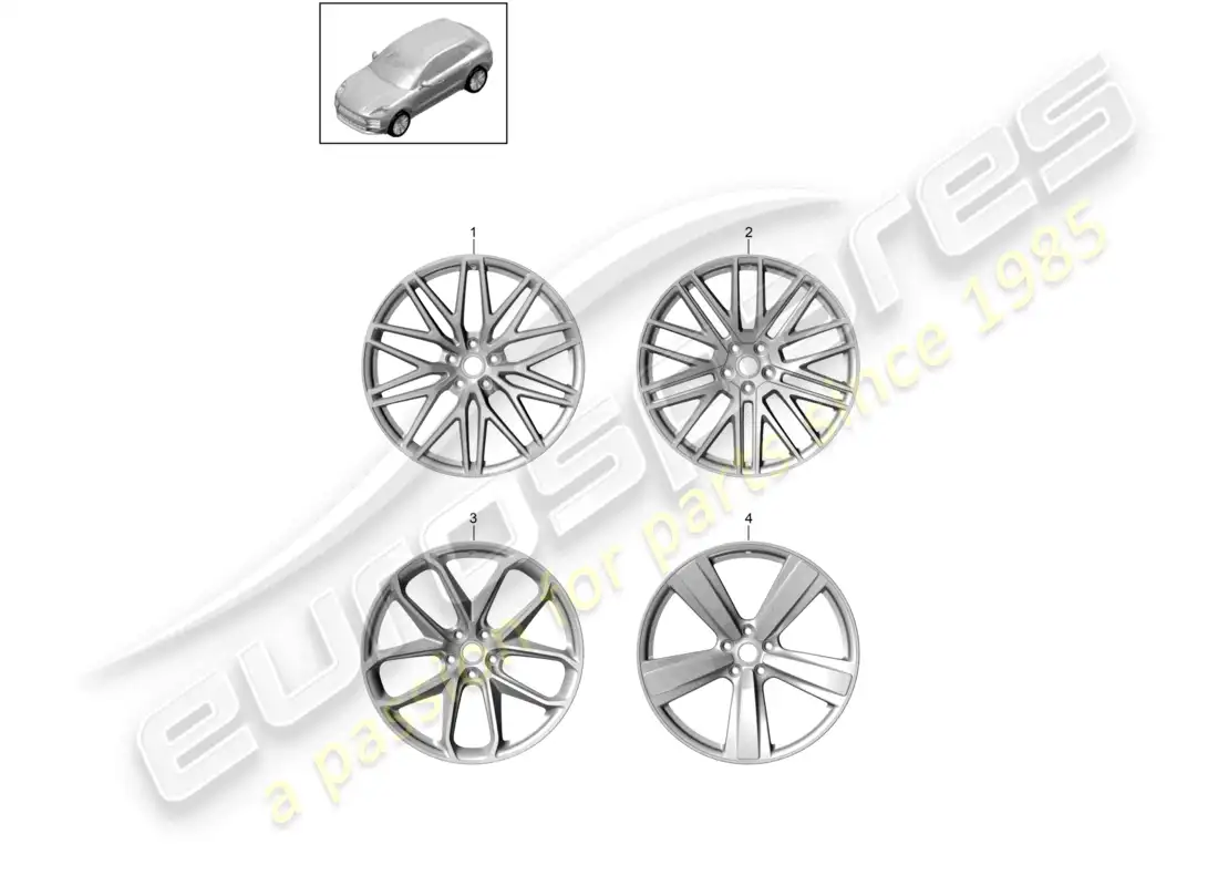 porsche 2020 (macan) alloy wheel 21 parts diagram