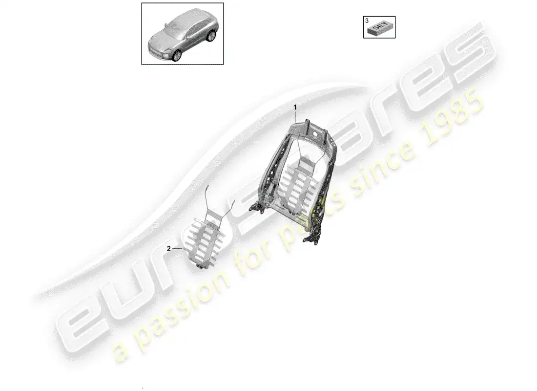 porsche 2020 (macan) backrest frame accessories sundry comfort seat parts diagram