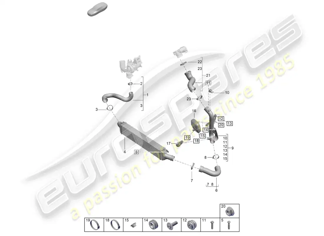porsche 2020 (macan) charge air cooler parts diagram