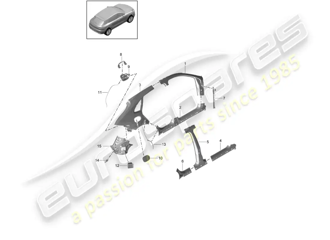 porsche 2020 (macan) side part outer parts diagram