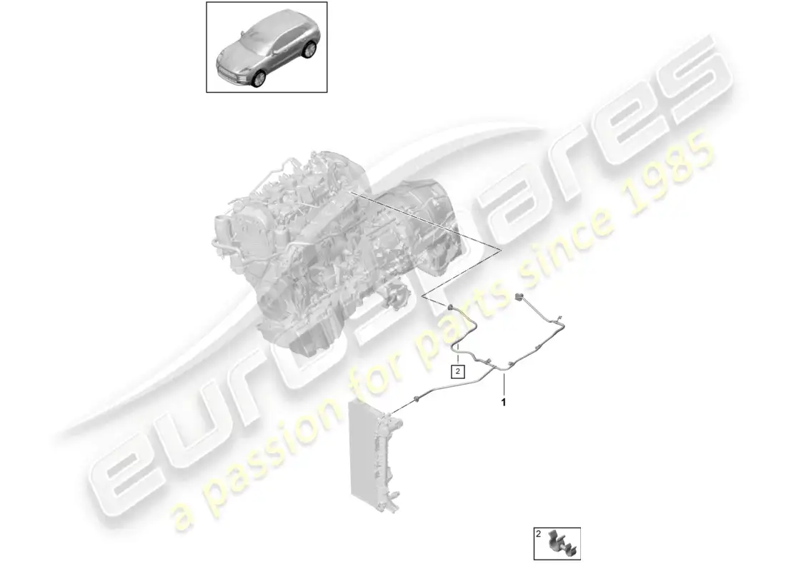 porsche 2020 (macan) coolant cooling system breather line parts diagram