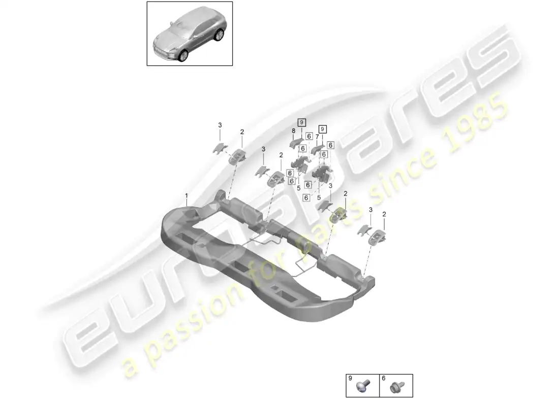 porsche 2020 (macan) back seat fasteners parts diagram