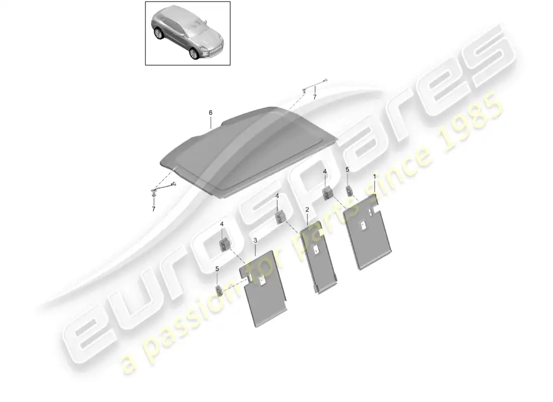 porsche 2020 (macan) covering rear panel cover cap cover for luggage boot parts diagram