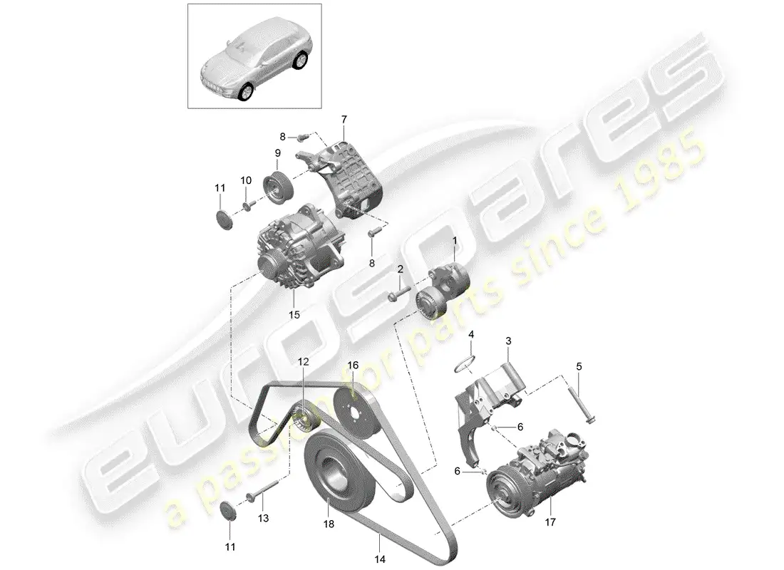 porsche 2014 (macan) belt tensioner damper poly-v-belt parts diagram