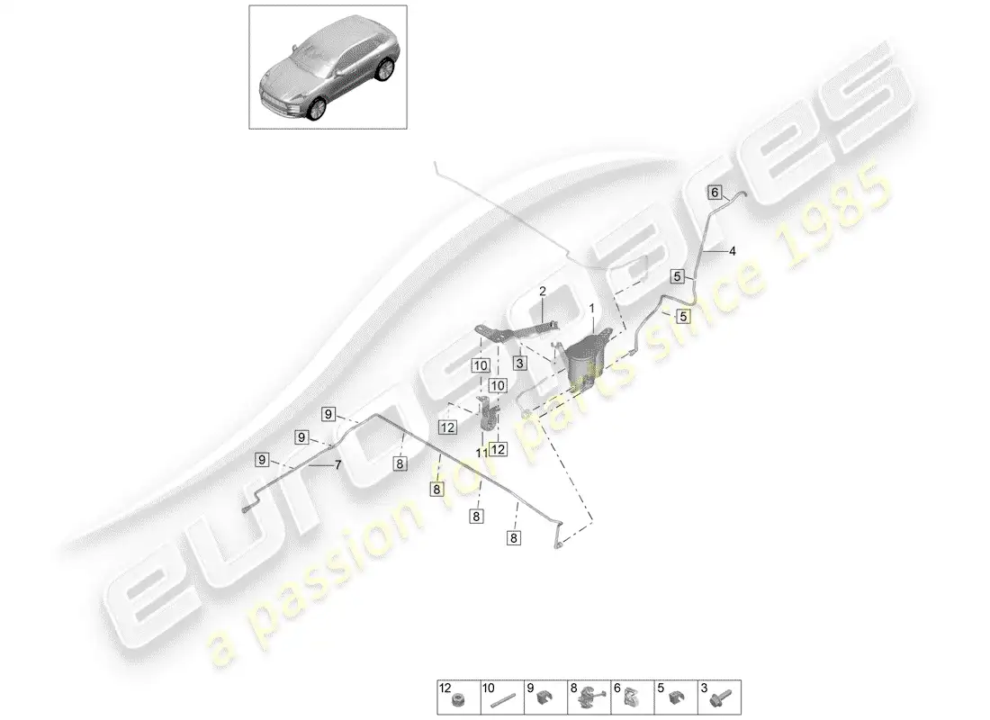 porsche 2020 (macan) activated charcoal container parts diagram