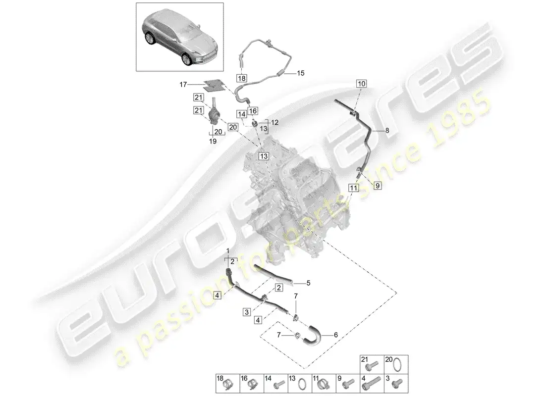 porsche 2020 (macan) coolant cooling system 1 parts diagram