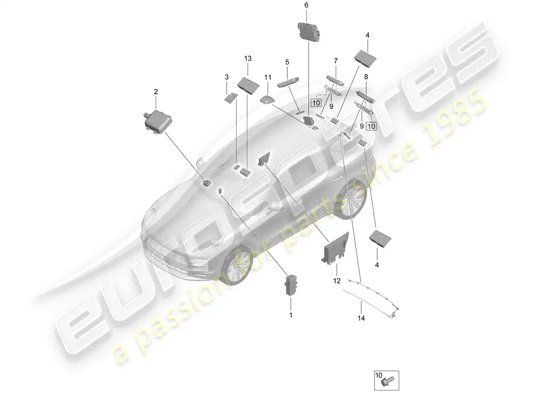 porsche 2020 (macan) aerial aerial amplifier parts diagram