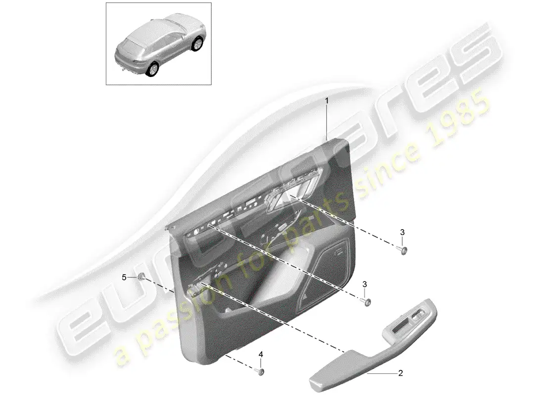 porsche 2014 (macan) door panel front leather parts diagram