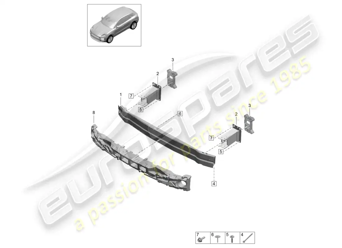 porsche 2020 (macan) bumper carrier front parts diagram