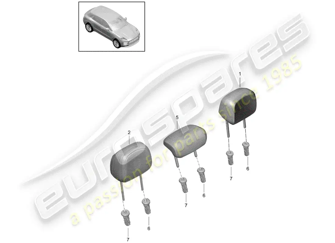 porsche 2020 (macan) head restraint parts diagram