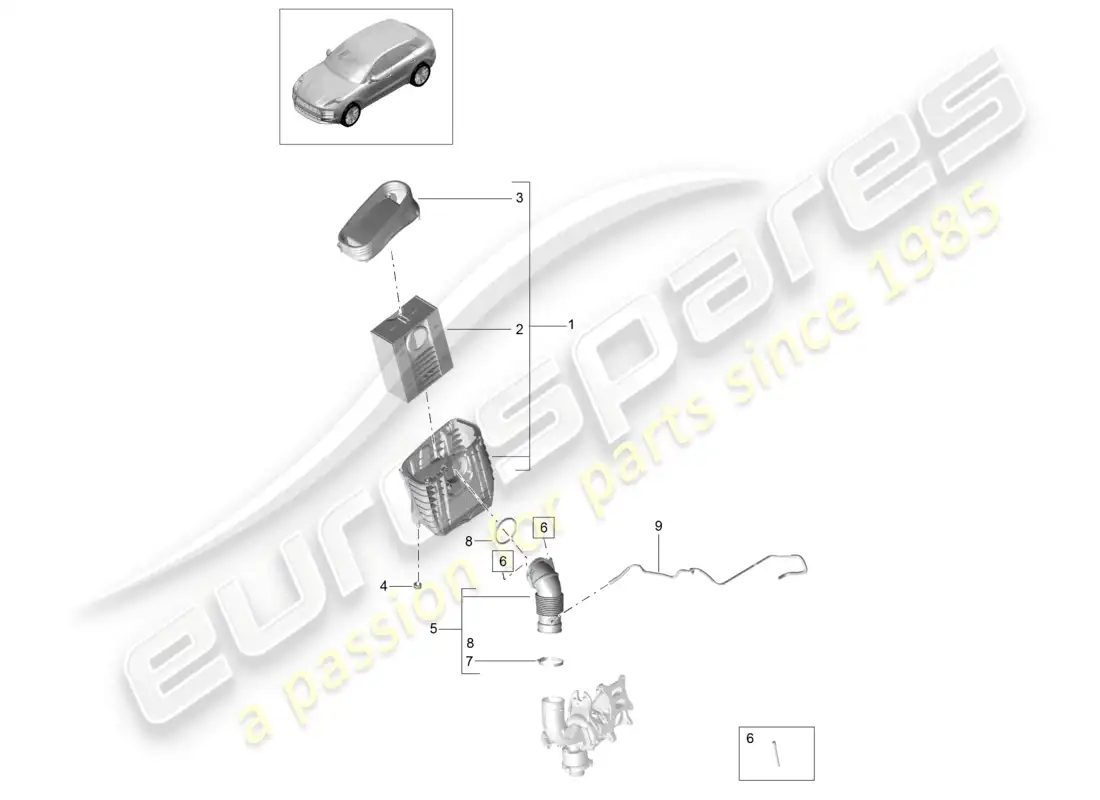 porsche 2020 (macan) air filter element air filter housing parts diagram