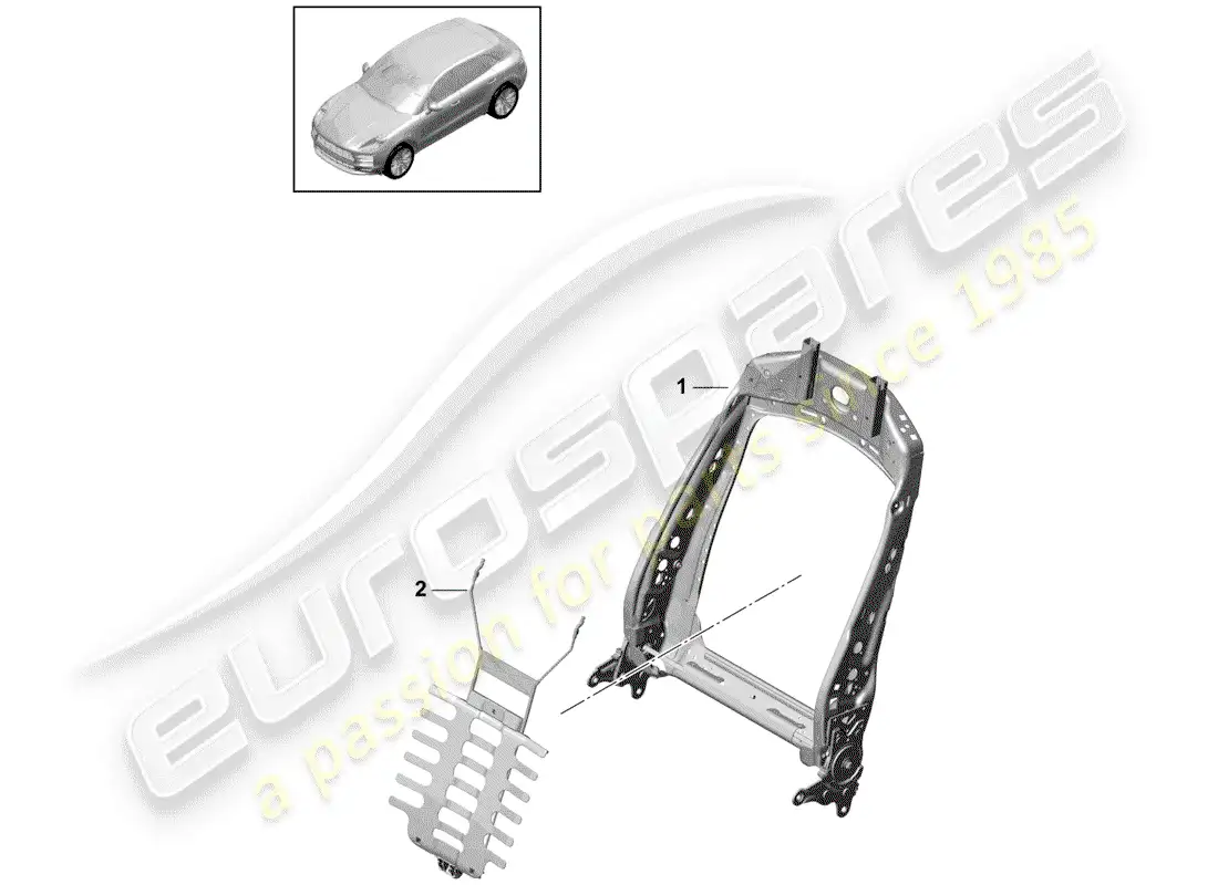 porsche 2020 (macan) backrest frame accessories sundry standard seat parts diagram