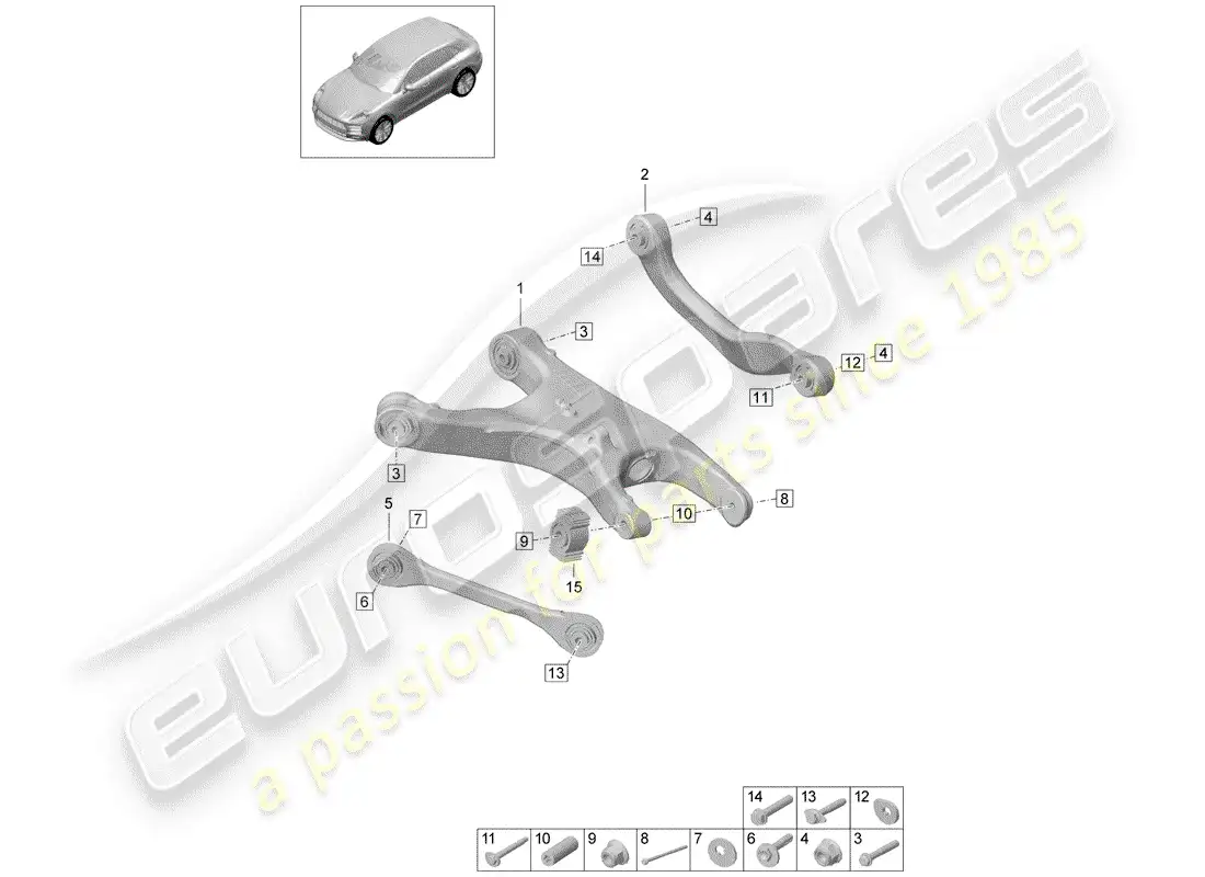 porsche 2020 (macan) wishbone guide parts diagram