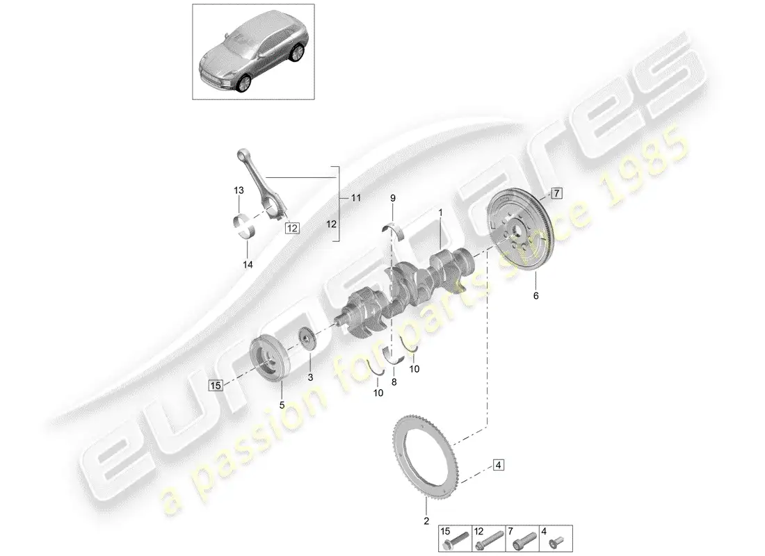 porsche 2020 (macan) crankshaft conrod vibration damper parts diagram