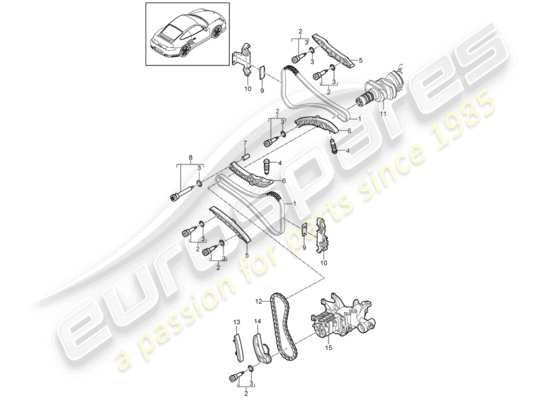 a part diagram from the porsche 911 t/gt2rs parts catalogue