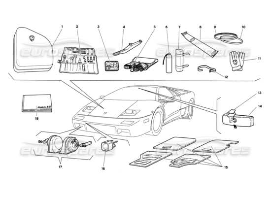 a part diagram from the lamborghini diablo parts catalogue