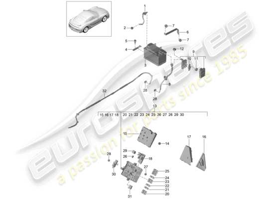 a part diagram from the porsche cayman gt4 parts catalogue